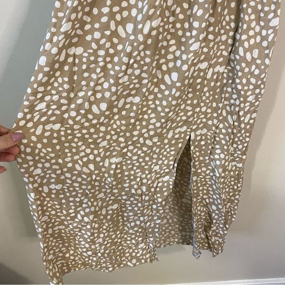 Pink Lily SOMEONE YOU LOVED TAUPE PRINTED MIDI DRESS - Picture 6 of 8